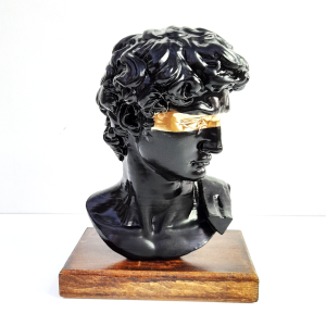 Scultura David di Michelangelo PopArt - Nero e oro